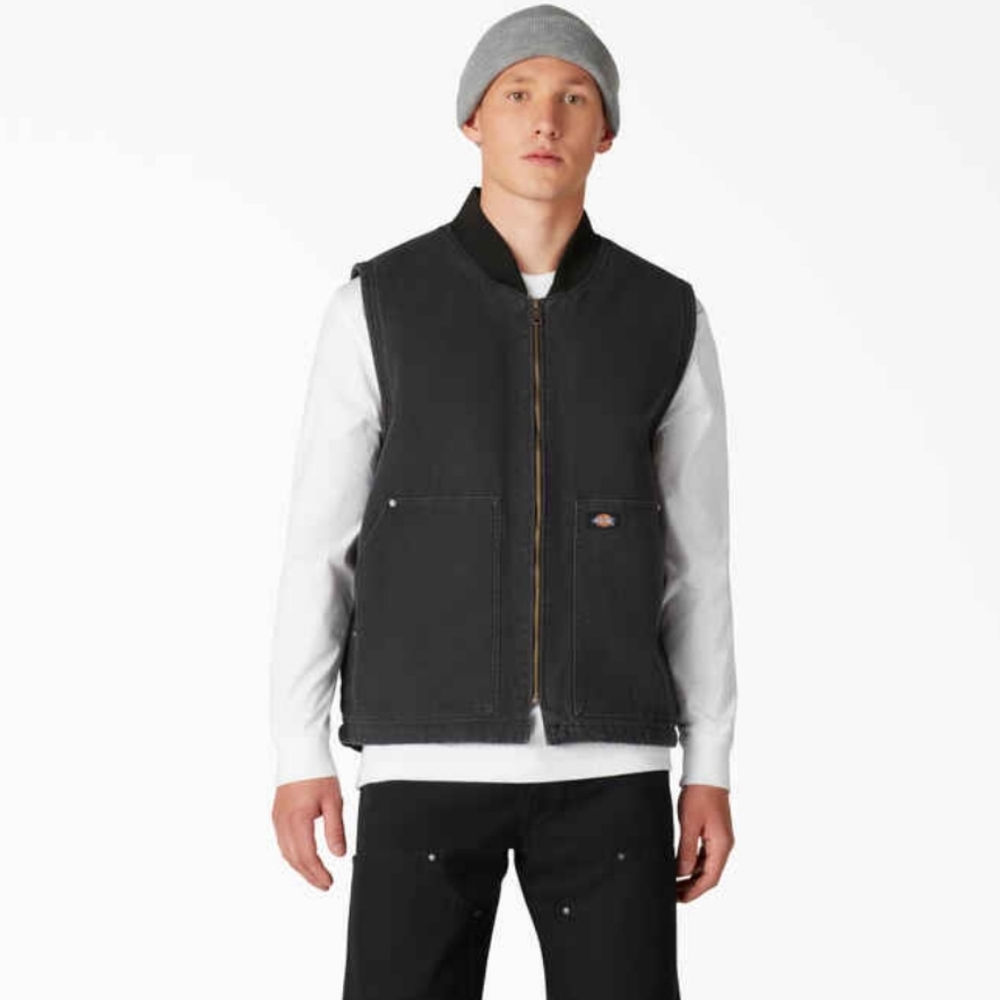 Dickies black duck pile canvas vest With Sherpa Lining  XXL